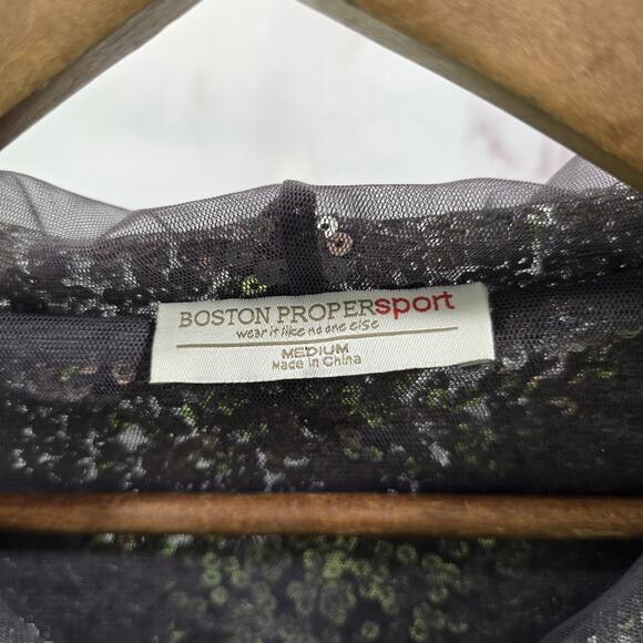 Boston Proper Jacket Womens Medium Purple Silver Sequin Hooded Sport Stretch - Picture 3 of 13